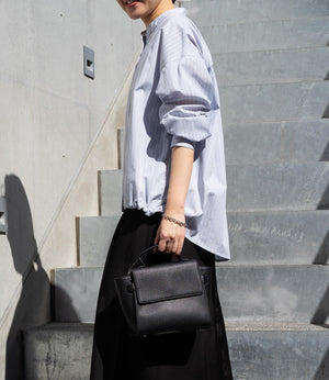 ラメストライプバッグギャザーシャツ