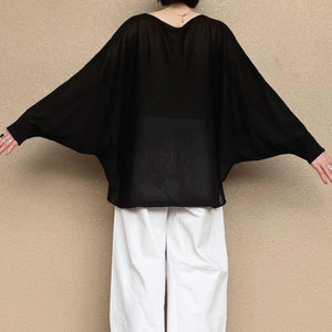 リネンざっくりニットケープ