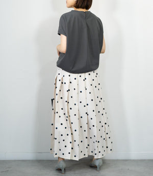 ランダムドットミモレタックスカート