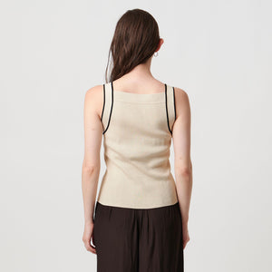 リブスクエアネック パイピングキャミソール - ウォッシャブル -