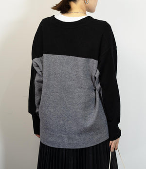 カシミアライクバイカラーカーディガン