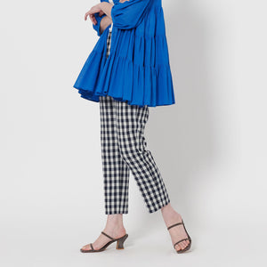 シャイニー ギンガムチェック パンツ