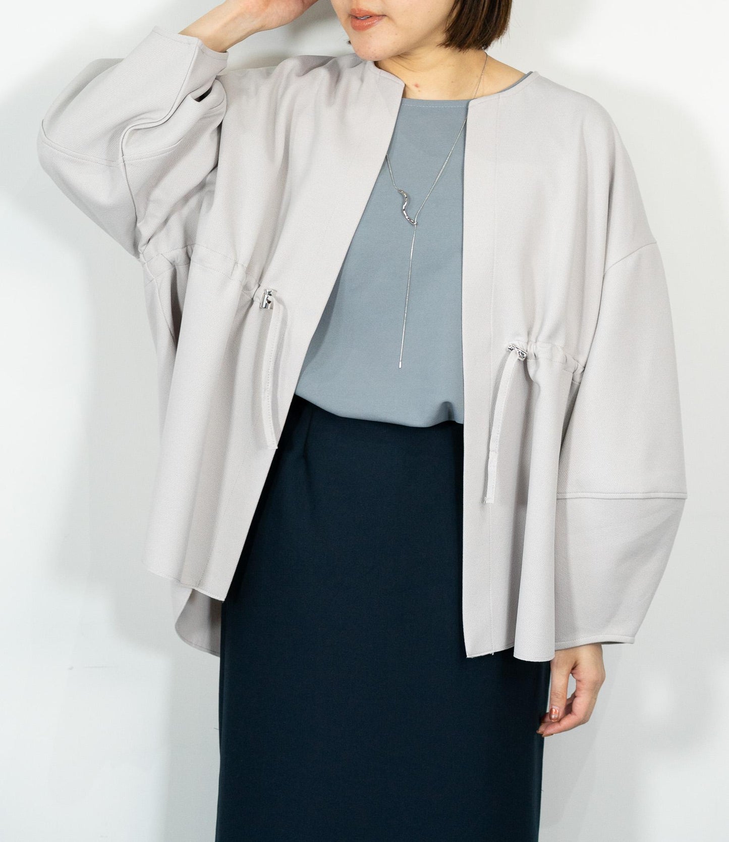 カットジョーゼットウエストマークブルゾン