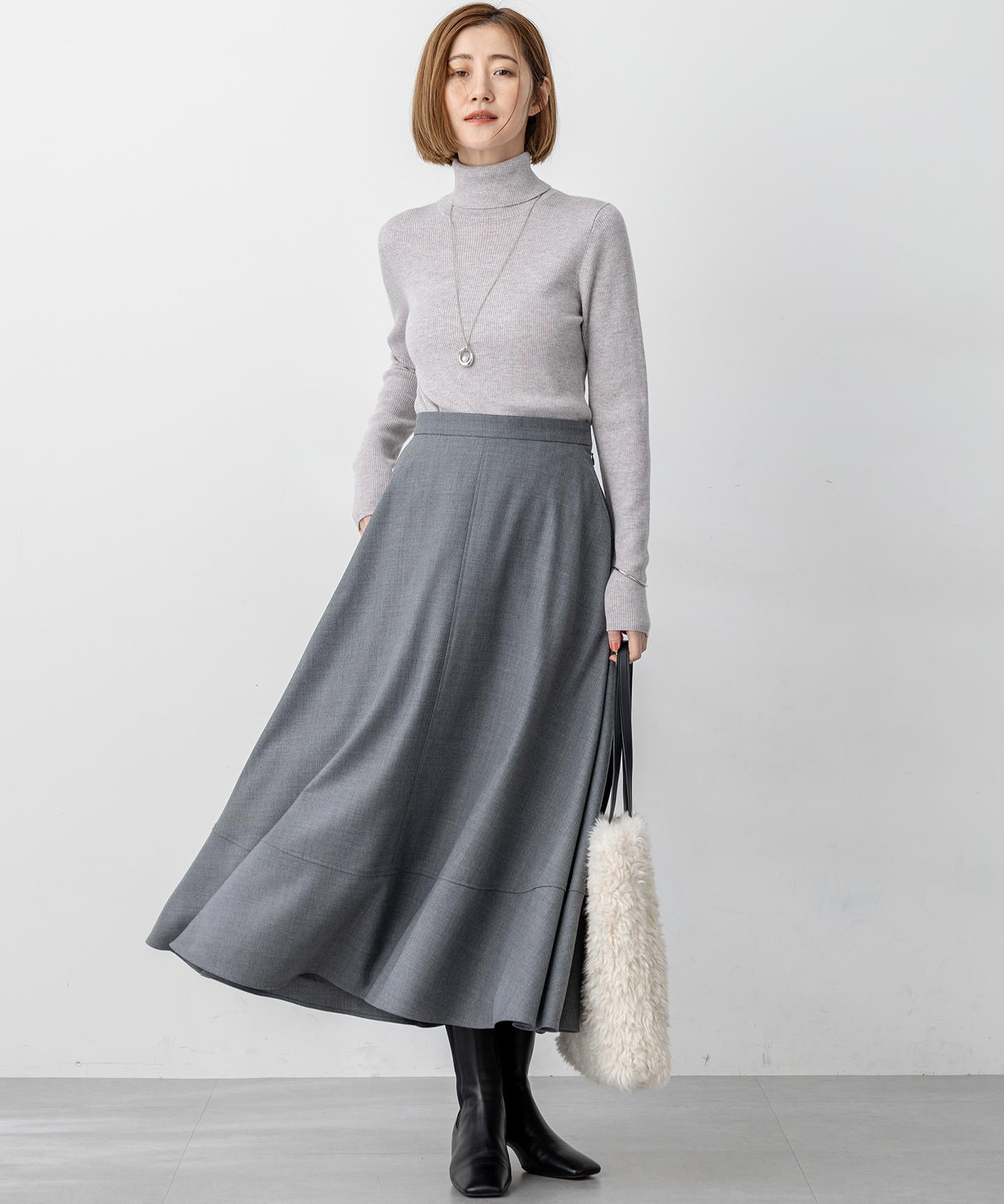 ウーステッドウール リブタートル ニット