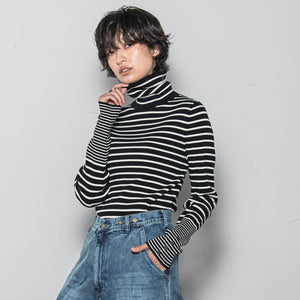 リブタートルニットプルオーバー≪手洗い可能≫