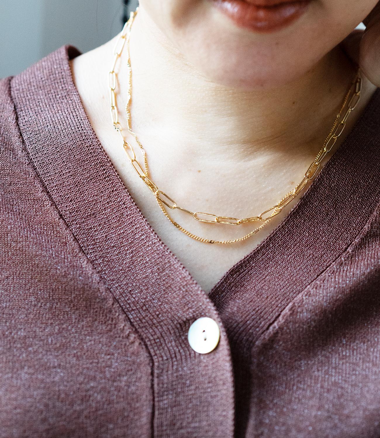 オーバルチェーンツインネックレス