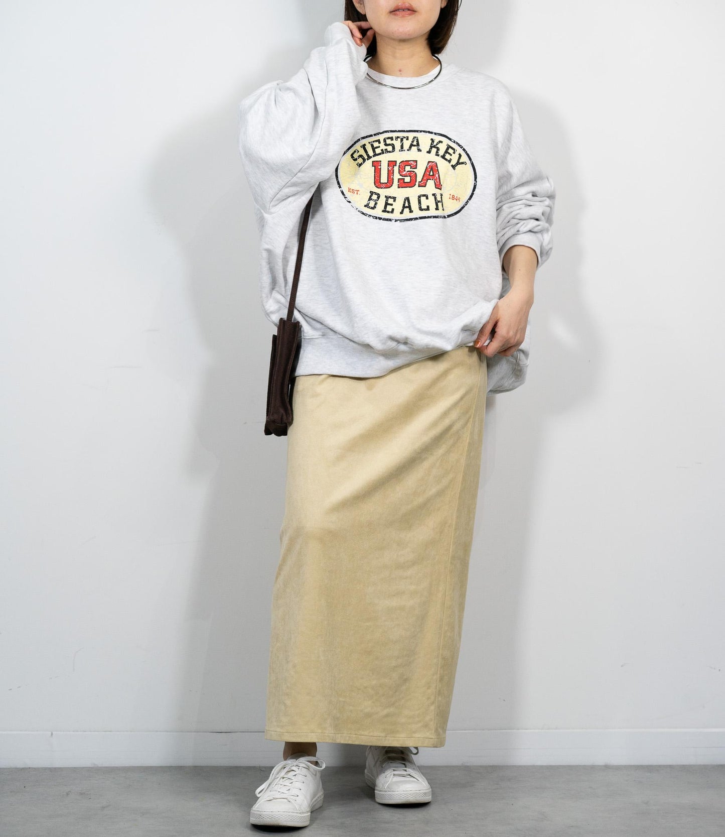 ストレッチスウェードライクIラインスカート