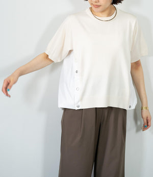 異素材切り替えニットソー