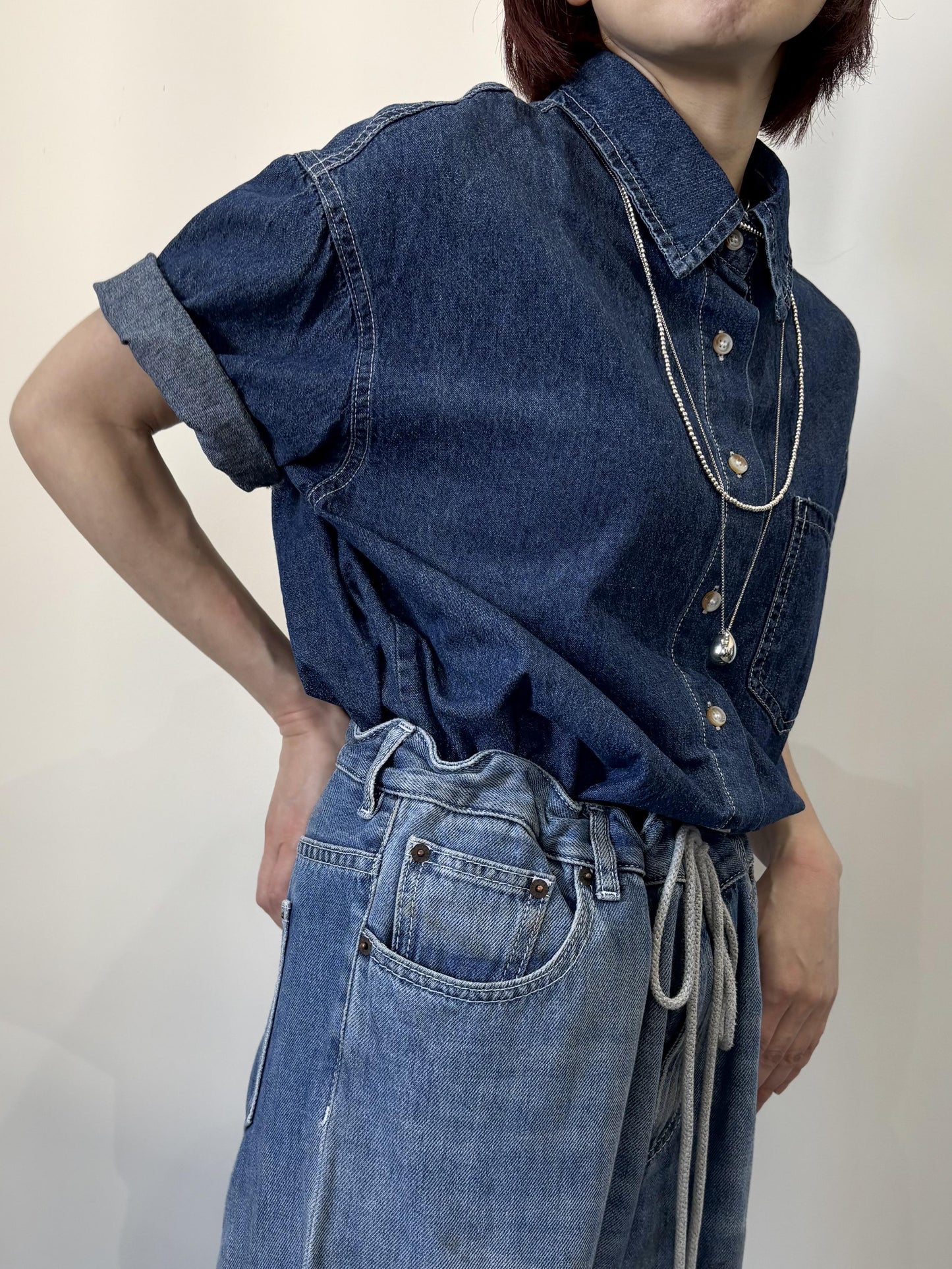 ボクシーポケットデニムシャツ