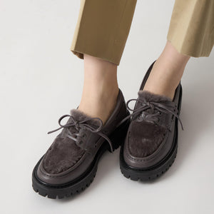 レースアップモカシン フラット45↑