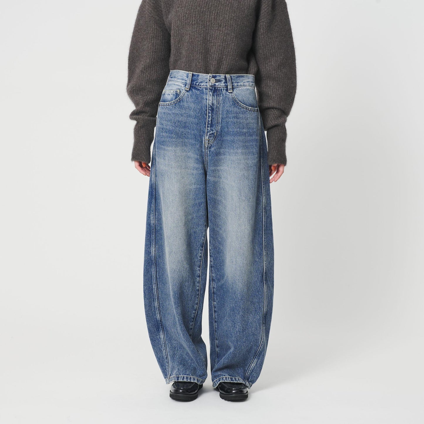 コットンデニム カーブパンツ