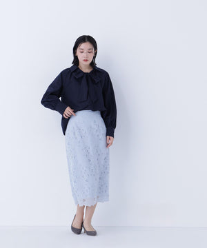 スキッパーリボンタイブラウス