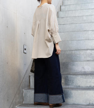 サーキュラーフレアスキッパーブラウス