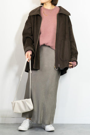 ニットパイルステンカラーコート