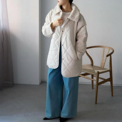 ファーカラーキルティング中綿アウター