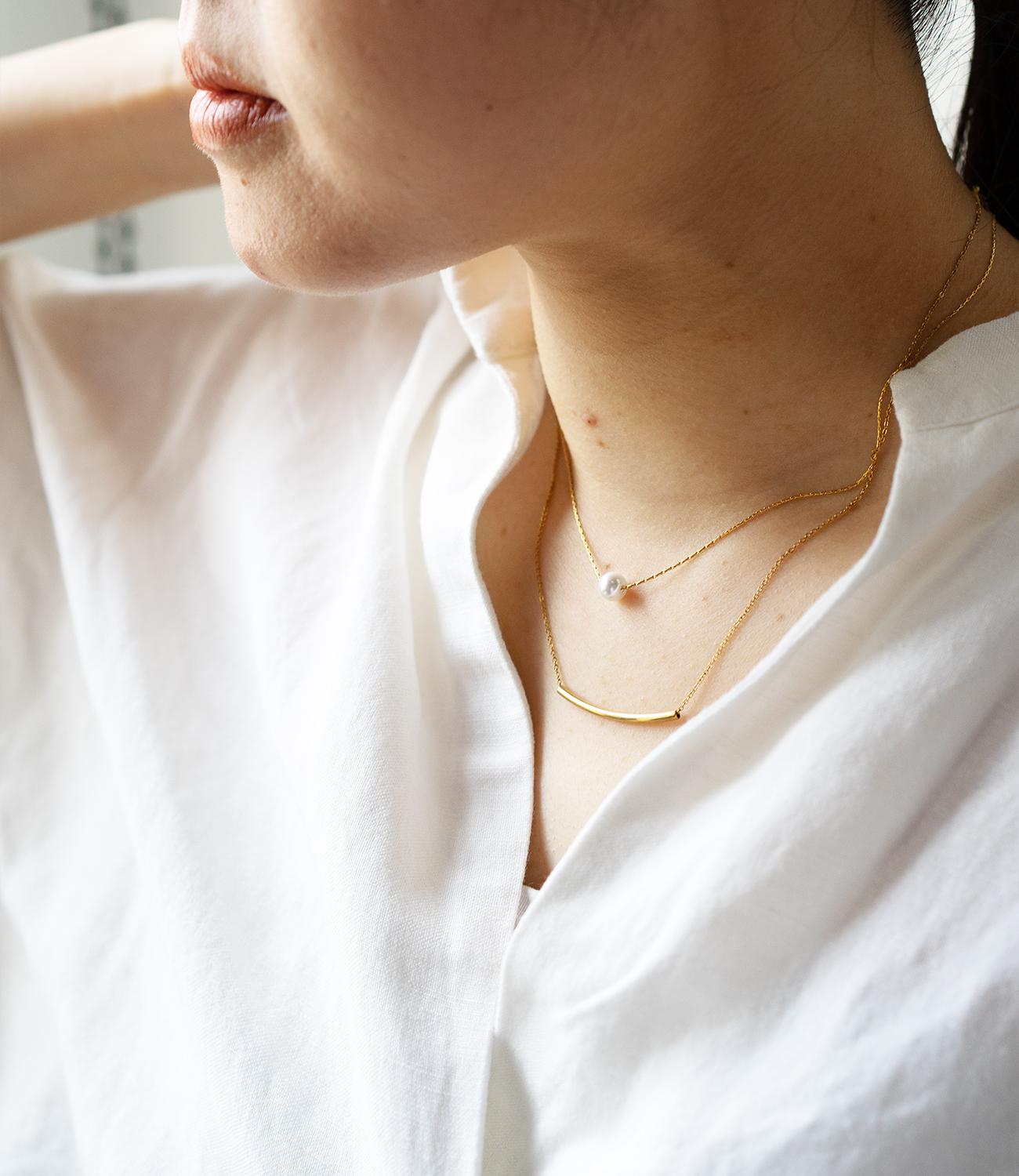 ダブルデザインパールネックレス