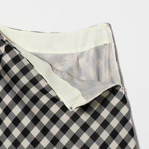 メッシュ ナロー フレア チェック スカート