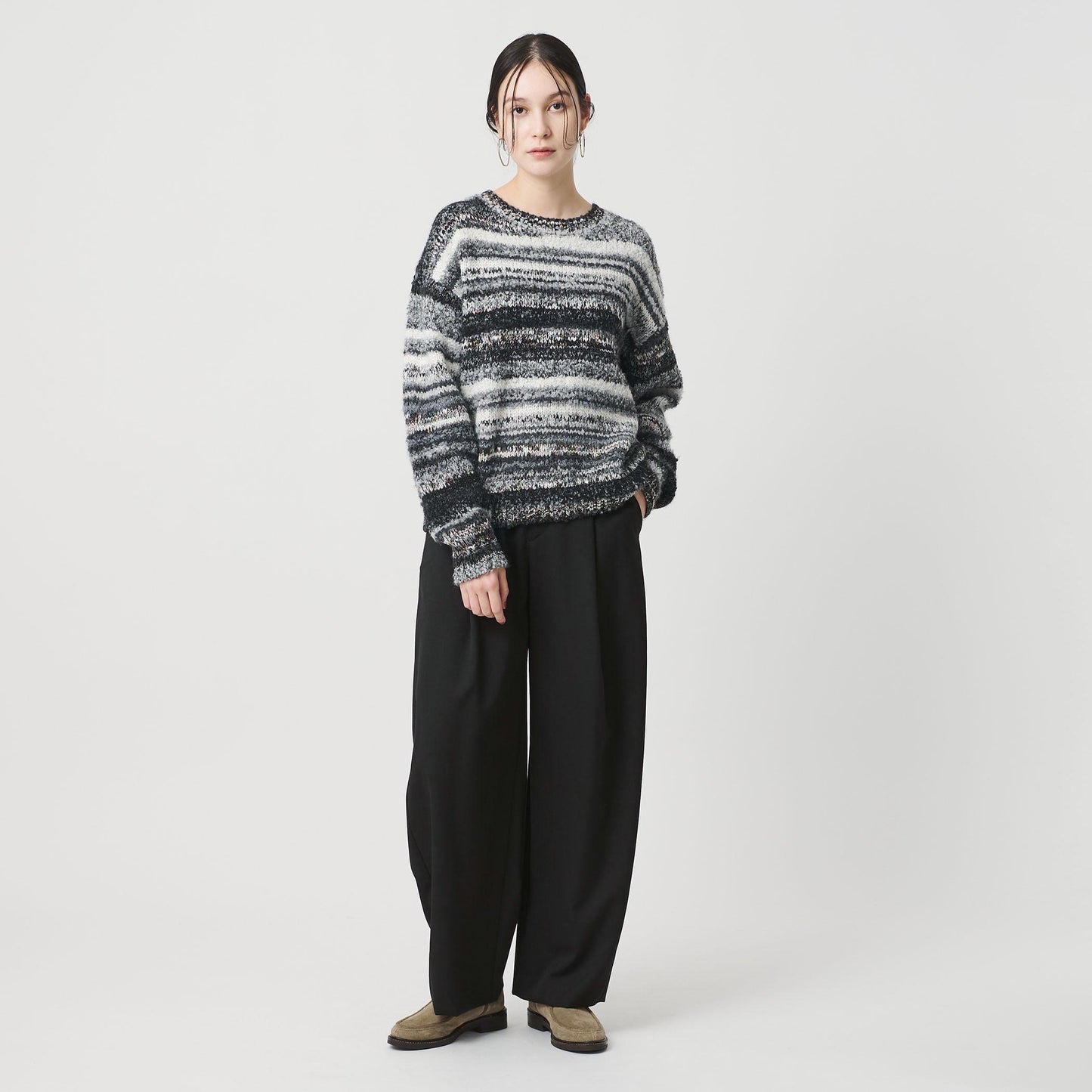 毛ポリエステル カーブパンツ ウォッシャブル