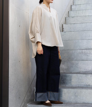 サーキュラーフレアスキッパーブラウス