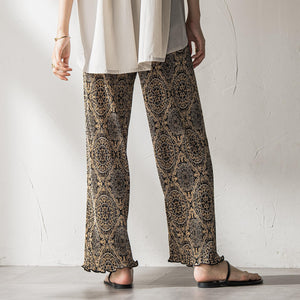 【WEB限定】オリエンタル柄クリスタルプリーツパンツ≪手洗い可能≫