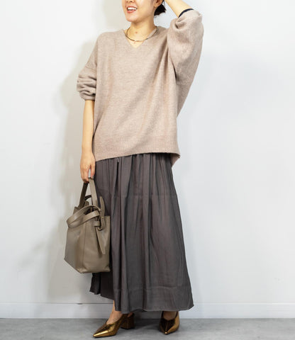 バイカラールーズVネックニット