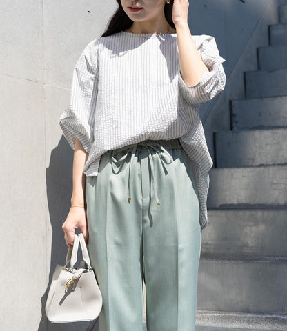 サッカーストライプブラウス