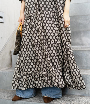 プリントティアードスキッパーワンピース