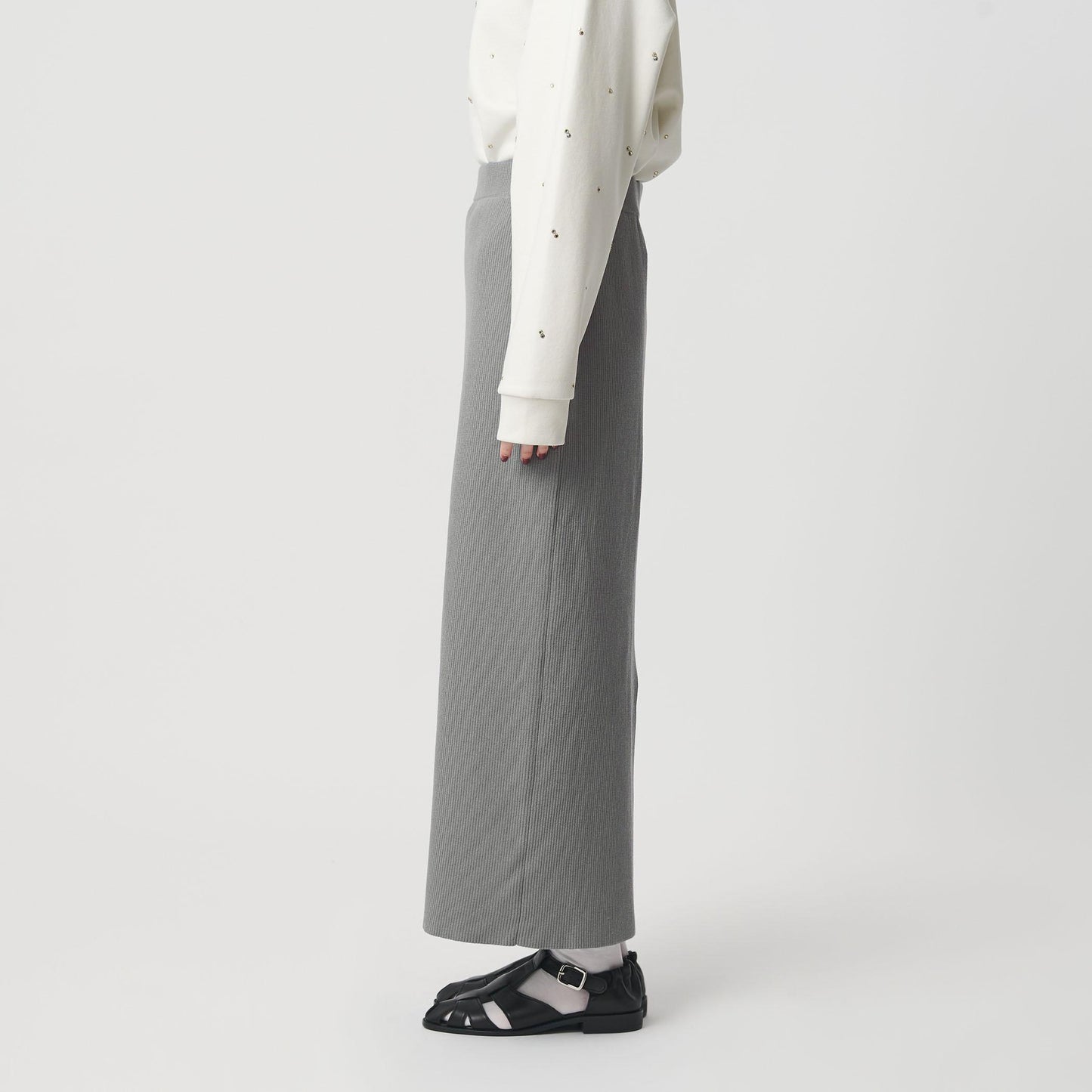 【WEB限定 Wardrobe DAILY MINIMAL】ポリエステルコットン リブニットタイトスカート ウォッシャブル