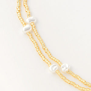 メタルビーズ×パールモチーフ ネックレス