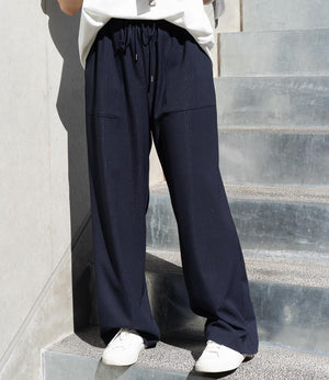 フィルムストライプストレートパンツ