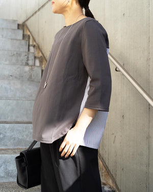 7分袖異素材切替カットソー