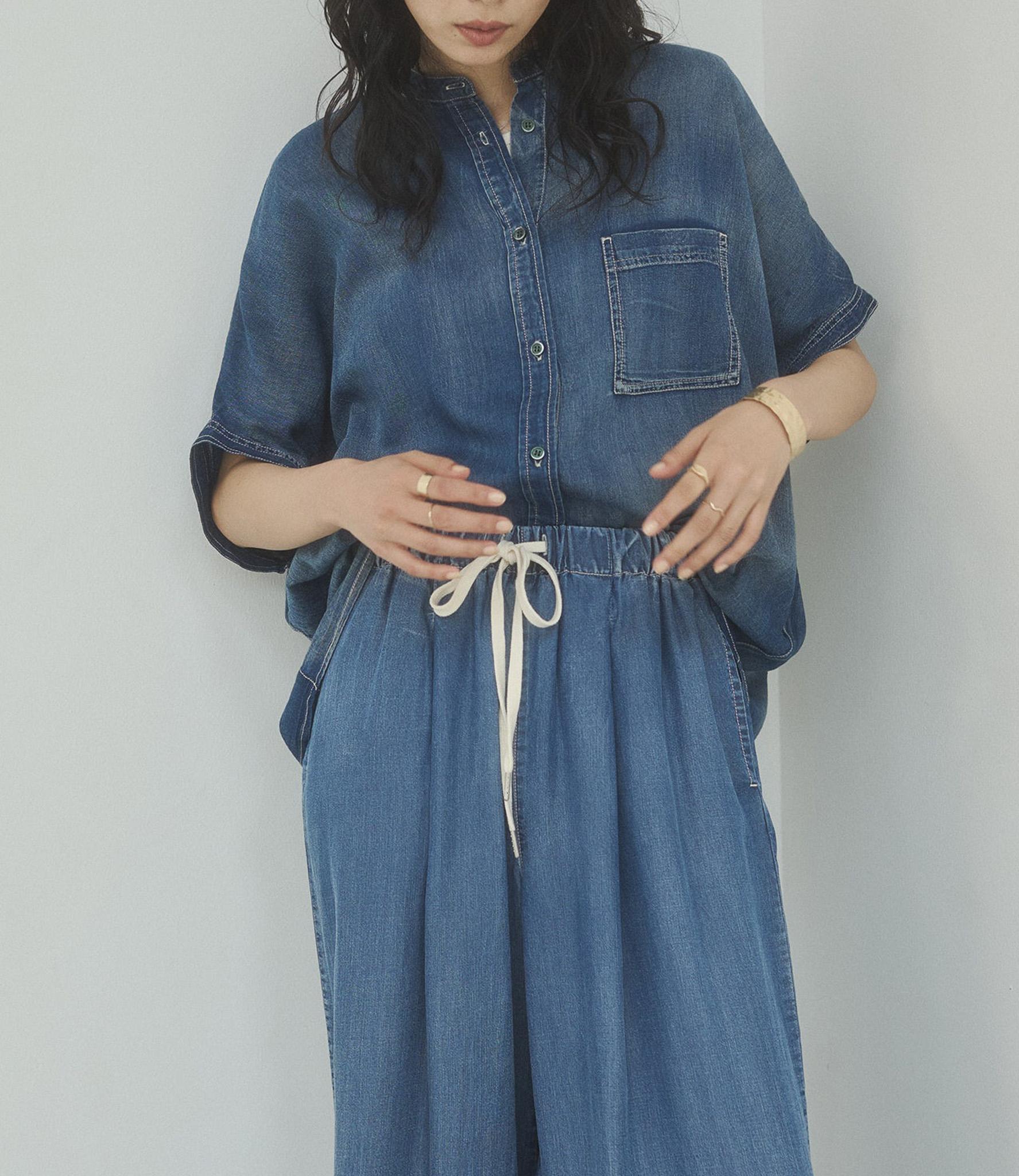 シアーデニムバンドカラードルマンシャツ – &DROBE (アンドローブ)