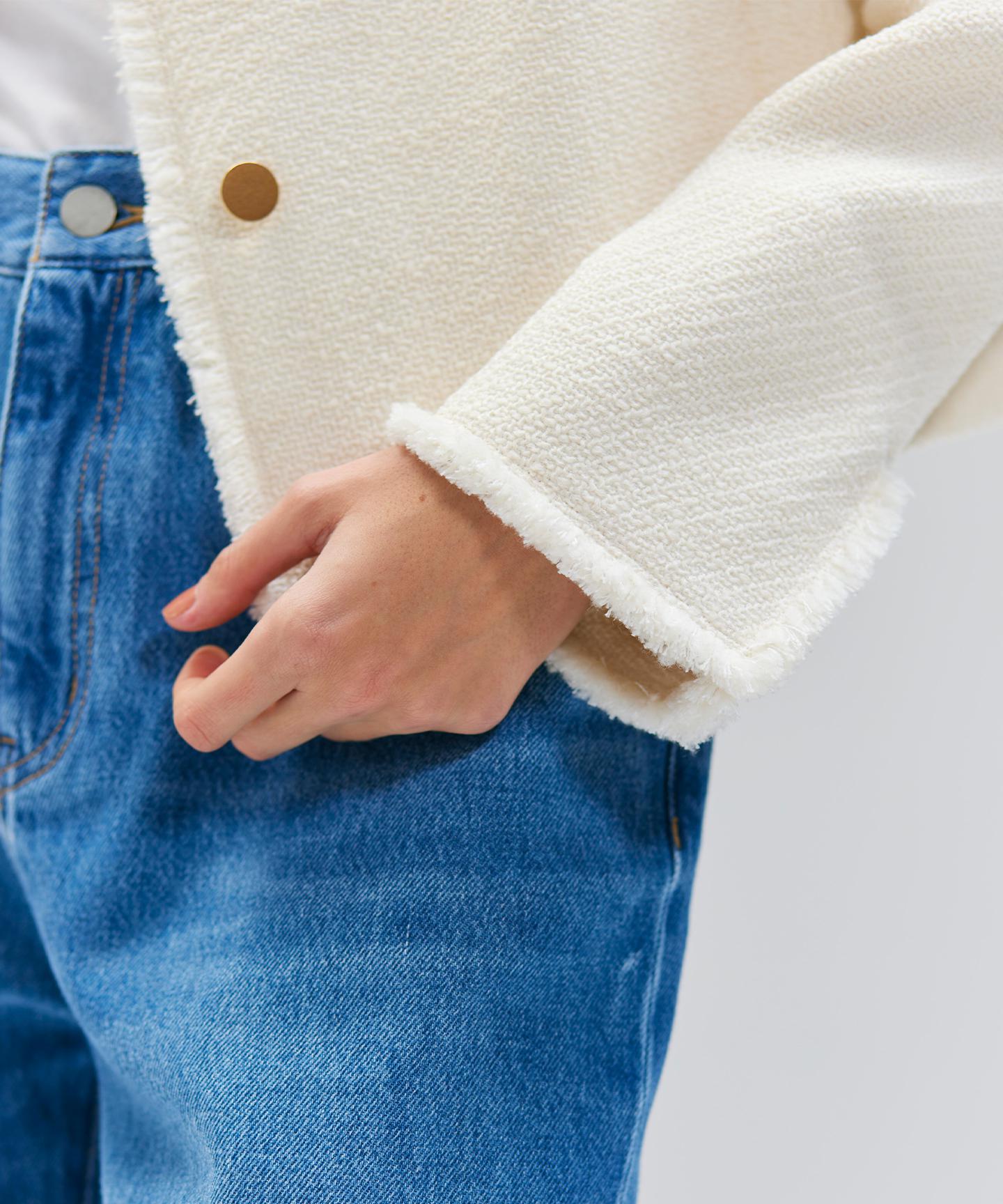 MULLIN / ウールツイードメタルボタンノーカラージャケット