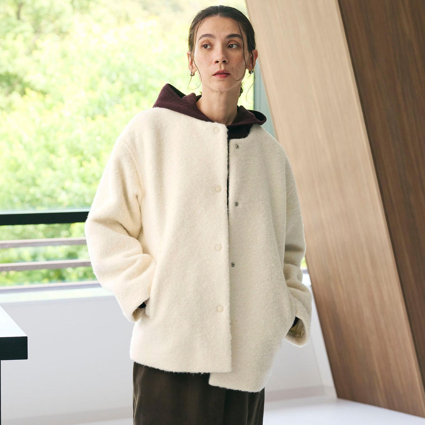 ブークレ ノーカラーブルゾン