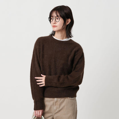 フォックスカシミヤブレンド クルーネックニットプルオーバー