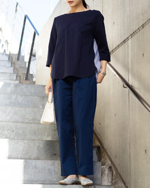 7分袖異素材切替カットソー