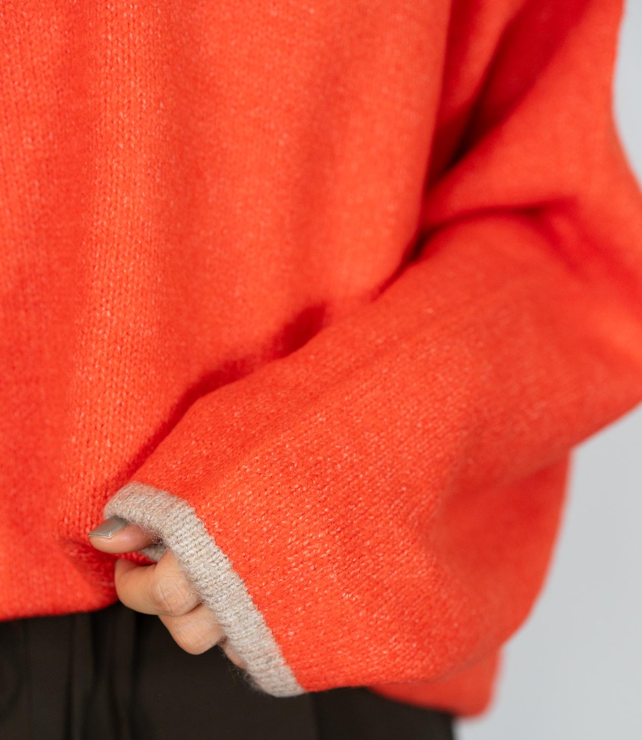 バイカラールーズVネックニット