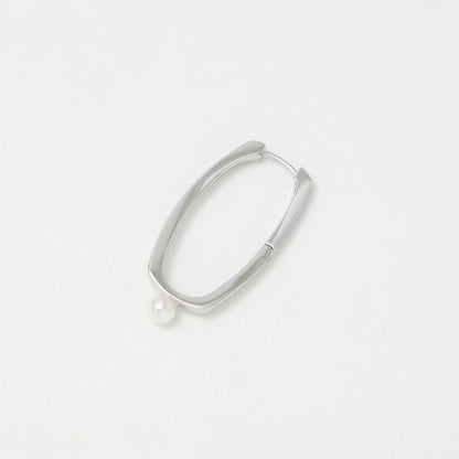 オーバルフープ&イミテーションパール ピアス