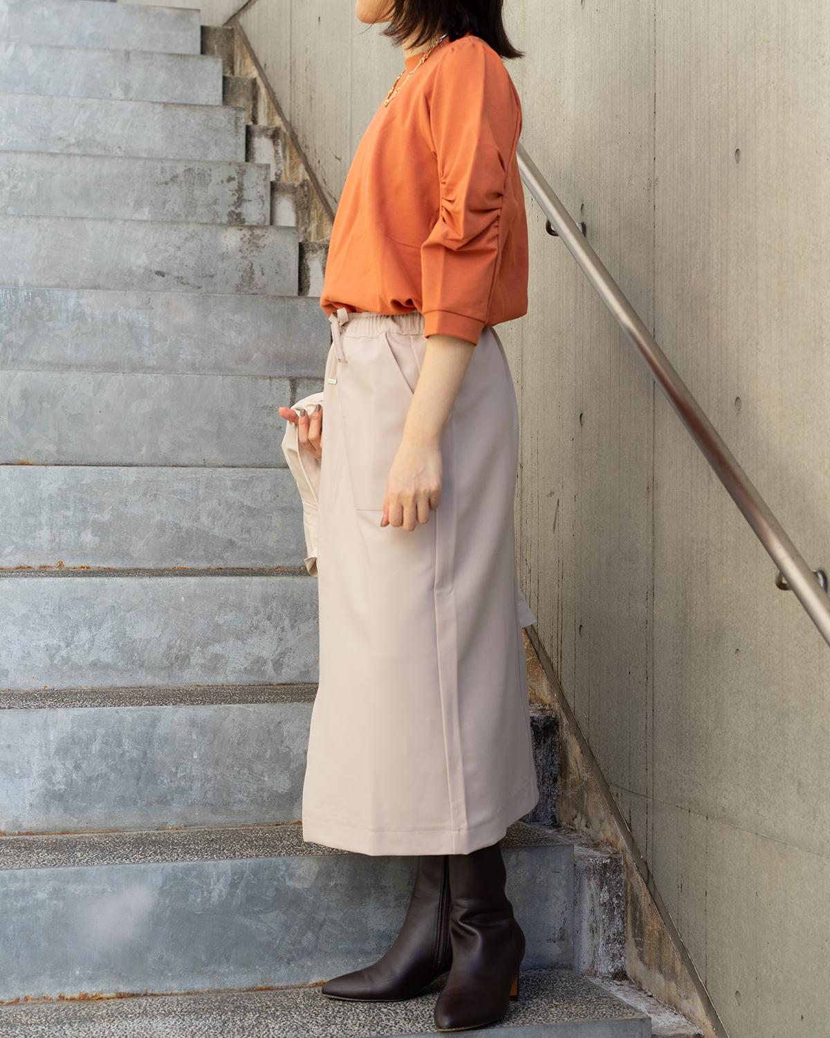 クルーネックボリュームスリーブカットソー