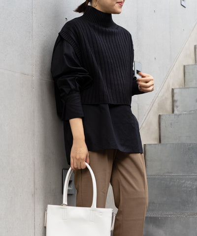 ワイドリブハイネックショートベスト