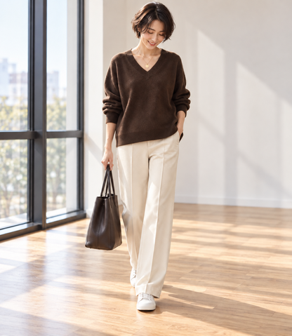 ウールライクストレートパンツ
