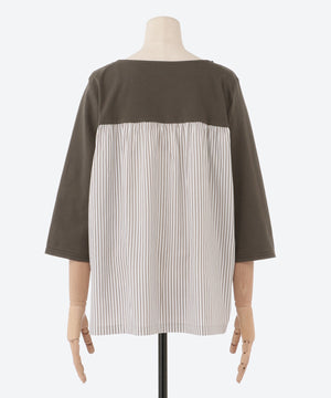 7分袖異素材切替カットソー