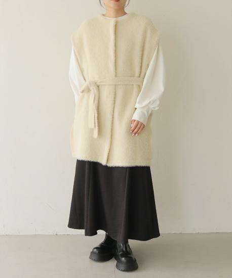 バイカラーテープシャギーニットベスト