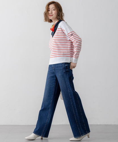 デニム ライン ワイドパンツ