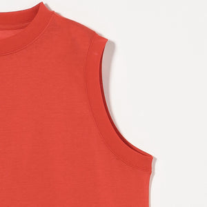 コットンナイロン クルーネック ノースリーブ Tシャツ