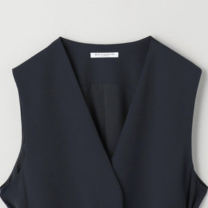 【WEB限定 Wardrobe DAILY MINIMAL】ダブルクロス リボンベルトジレ -ウォッシャブル-