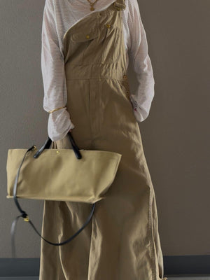 レザーハンドルキャンバストート