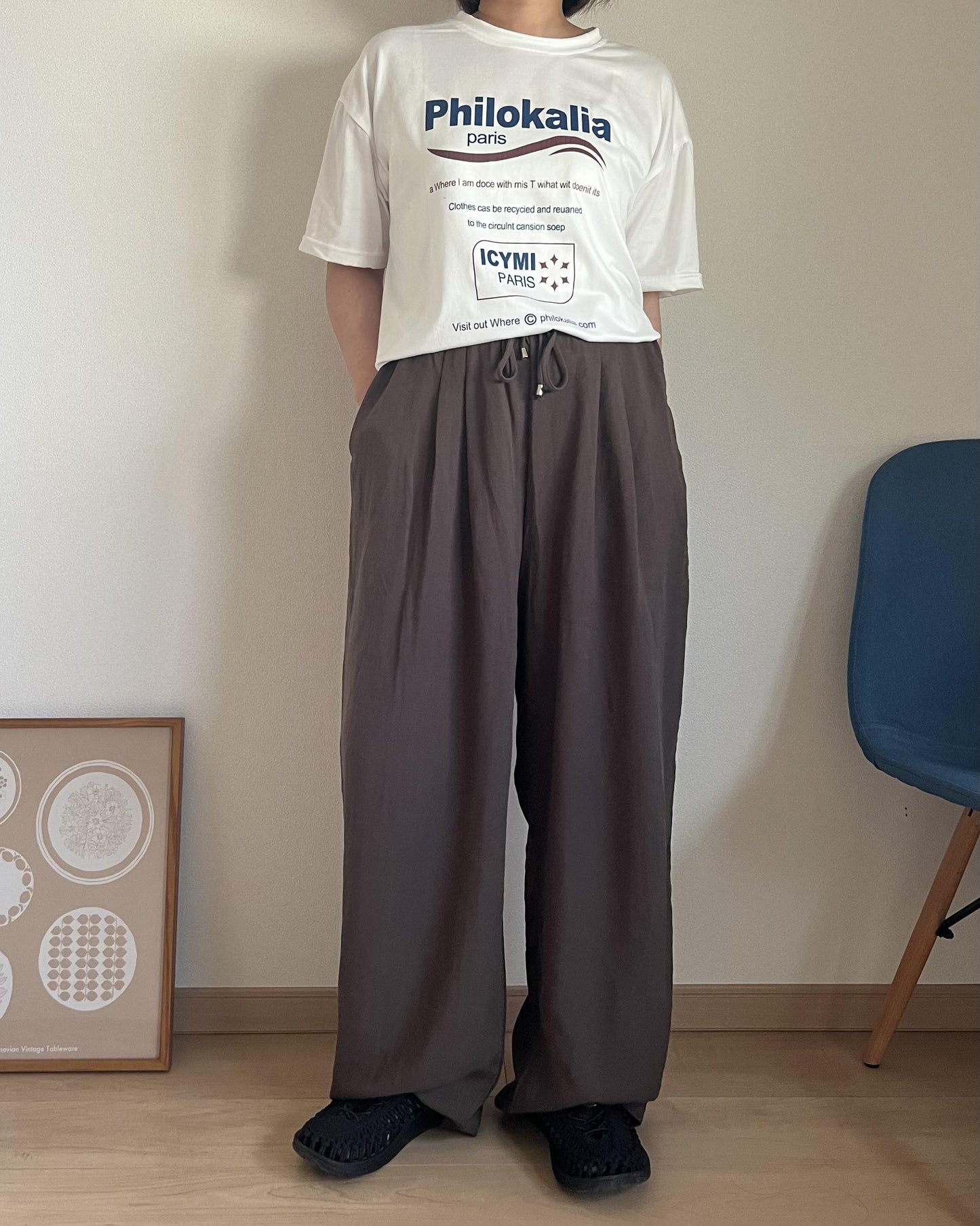リネン混タックリラックスパンツ