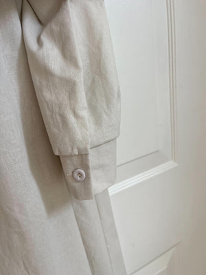 綿麻ロングワンピース（黒.オフホワイト）