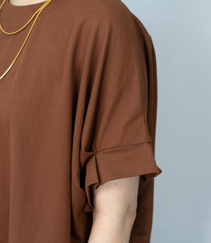 接触冷感袖タックカットソー